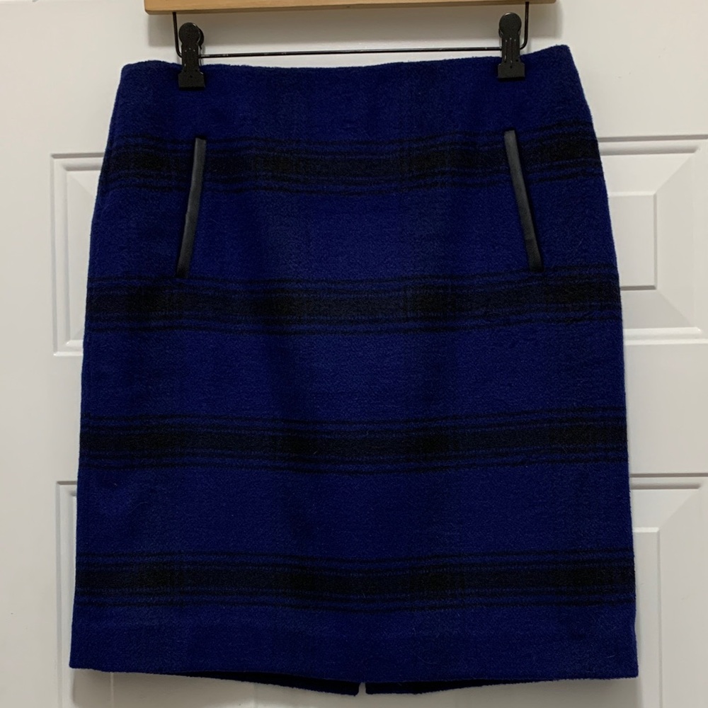 Talbots Blue and Black Striped Pencil Skirt